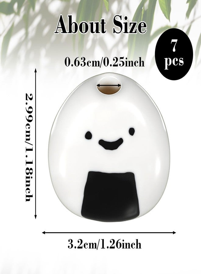 xozeooeu 7 Pcs Mini Flower Vase, Handmade Ceramic Rice Ball Japanese Onigiri Bud Vases for Dry Flowers, White Small Decorative Vases for Table Centerpieces, Room Decor - Image 2
